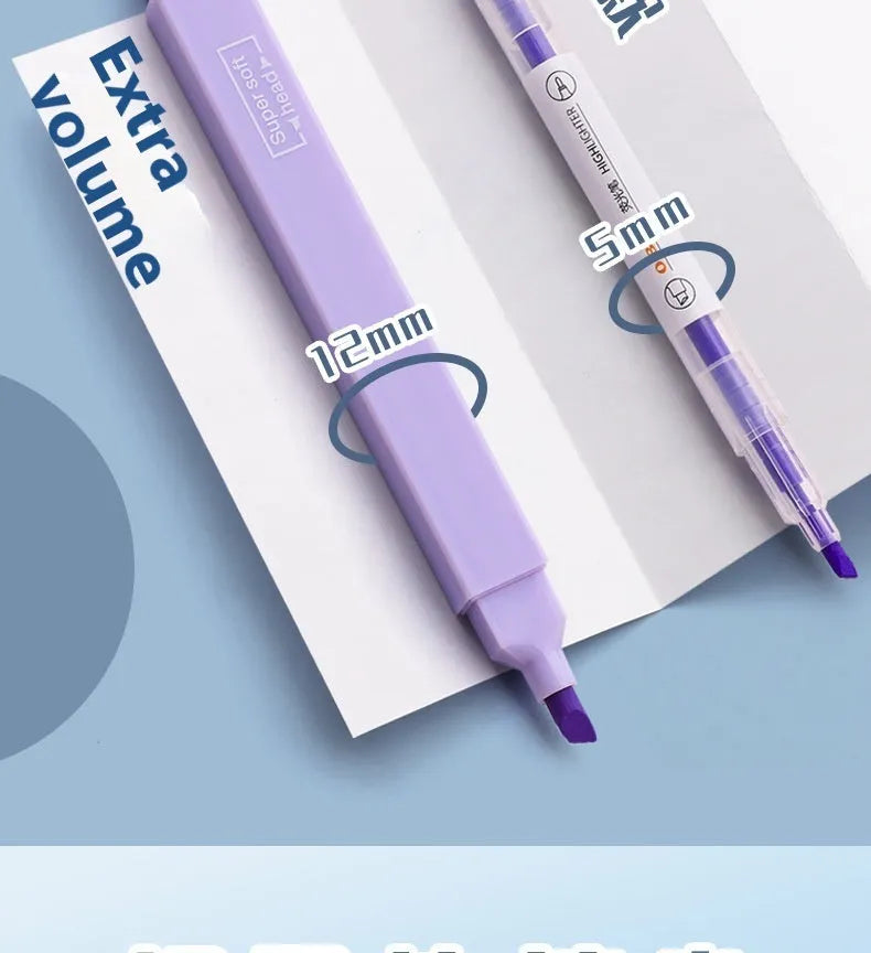 Pack of double-ended fluorescent highlighter pens with chisel nibs in mixed colours