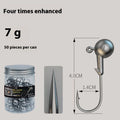 Set of 50 enhanced jig fishing hooks with 4-times strengthened steel construction in primary colours
