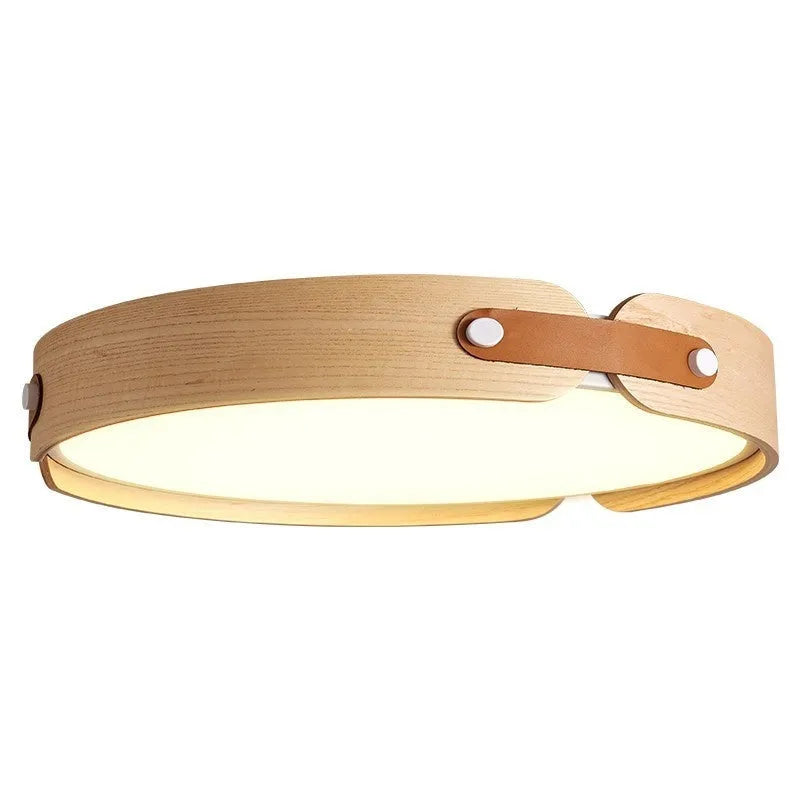 Japanese-style wooden ceiling lamp with PMMA shade in log and walnut finishes