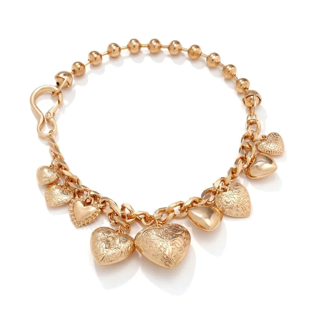 Carved heart pendant necklace with adjustable chain in gold and white K colour options