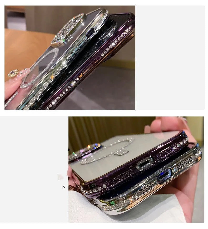 Wireless magnetic drop-resistant iPhone case in soft silicone with electroplating details.
