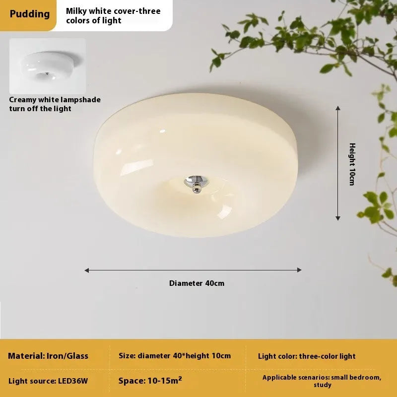 Cream coloured American style bedroom ceiling light fixture with three-colour lighting control