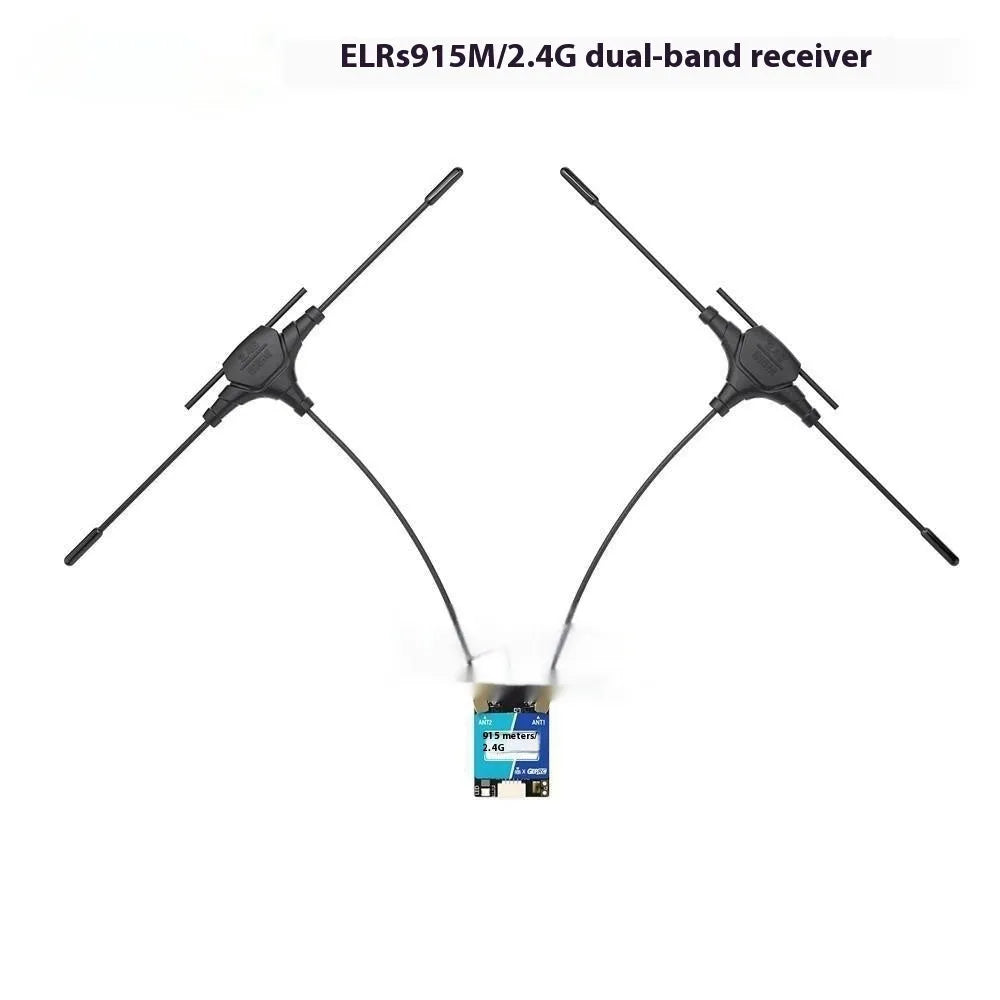 FPV dual-frequency receiver base station kit with ELRS Gemini receiver and dual T-shaped antennas