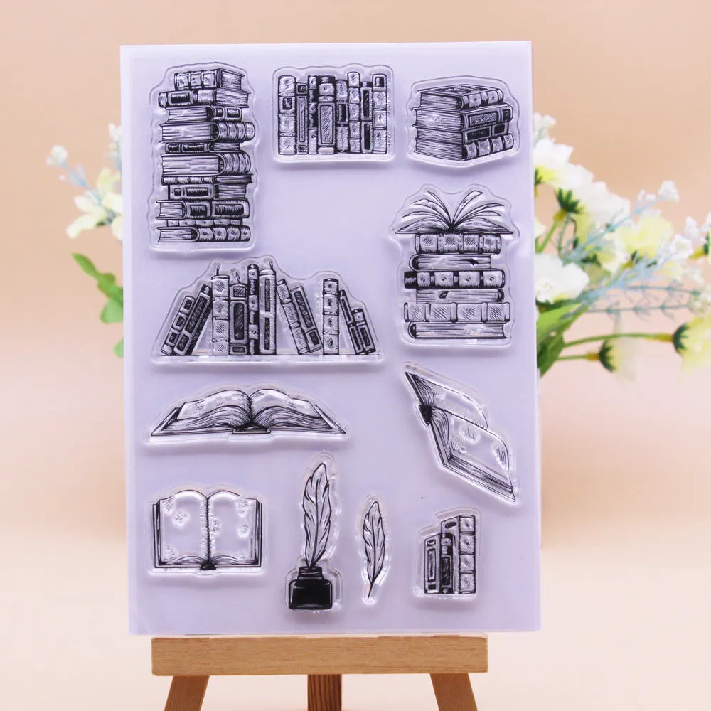 Transparent silicone stamp measuring 11x16cm with self-adhesive backing for handmade cards