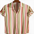 Men's short-sleeved shirt with digital print design in lightweight polyester fabric