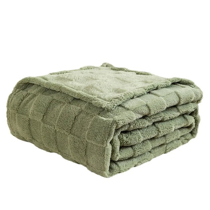 Thickened polyester velvet blanket with geometric pattern in multiple colour options