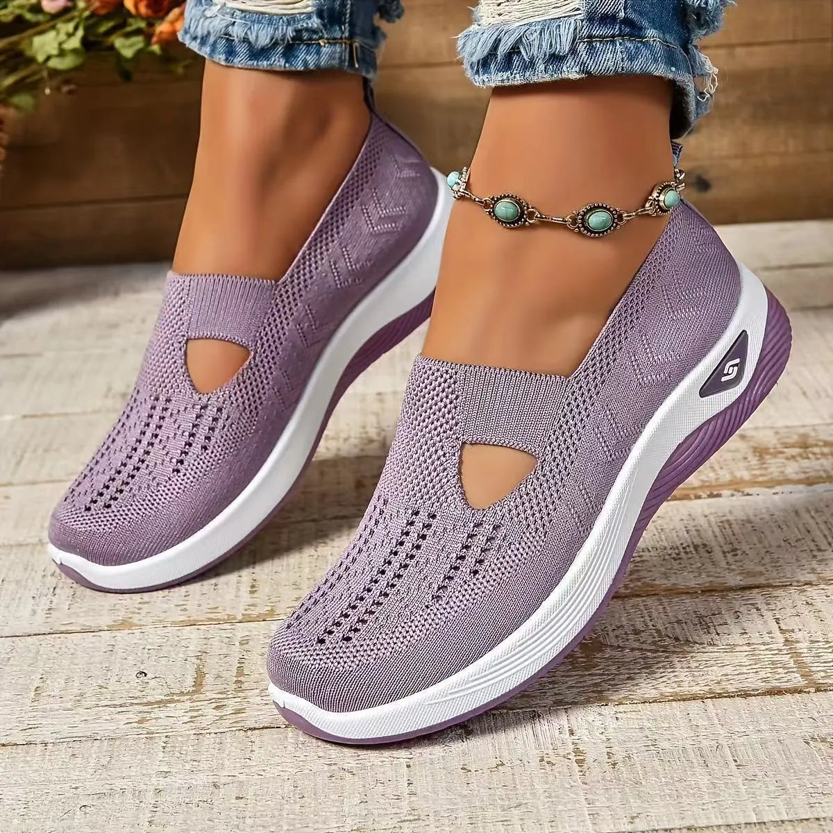 Casual mesh T-strap flat shoes with soft PVC sole in multiple colours on a white background.
