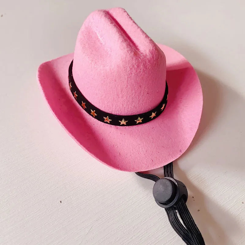 British cowboy hat for cats in various colours with ribbon or velvet trim