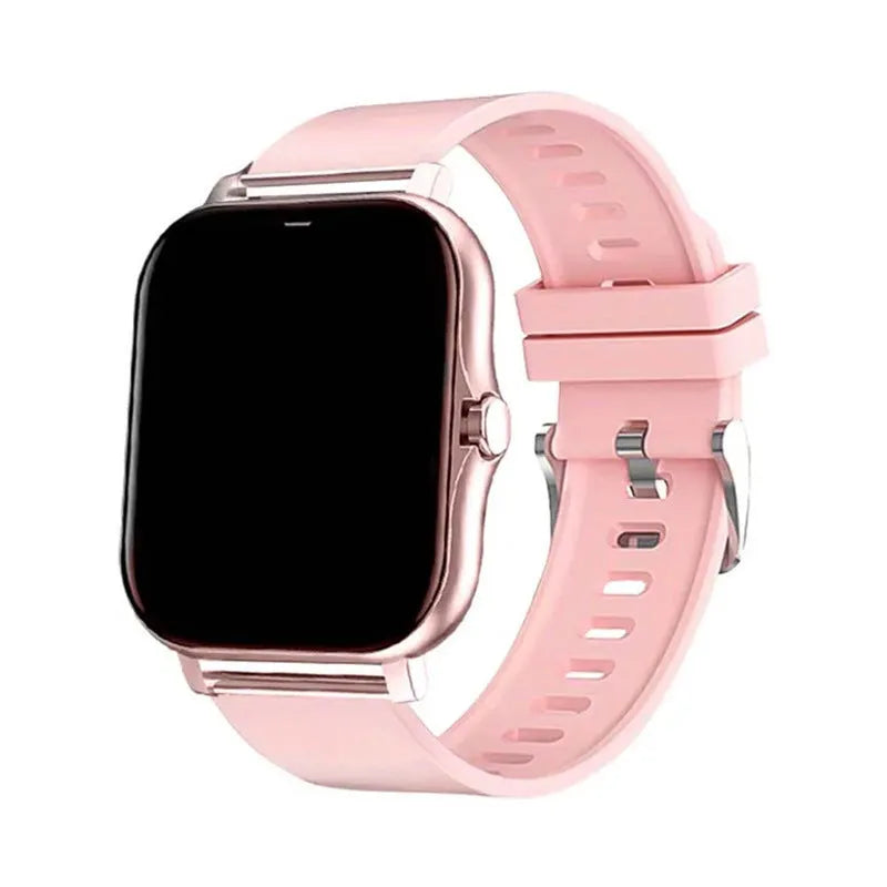 Smart watch with touch screen displaying health metrics, silicone wrist strap in chosen colour