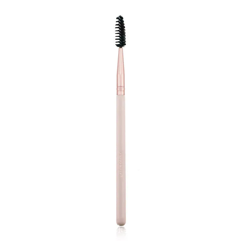 26 piece pink makeup brush set with wooden handles in a PU storage bag