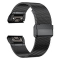 Stainless steel card strap watch band for Garmin Fenix smartwatch in silver finish
