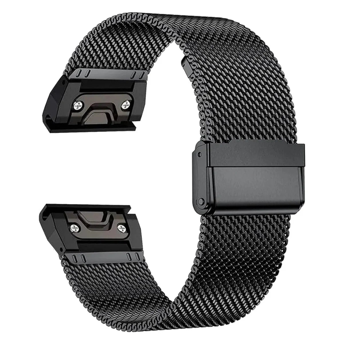 Stainless steel card strap watch band for Garmin Fenix smartwatch in silver finish