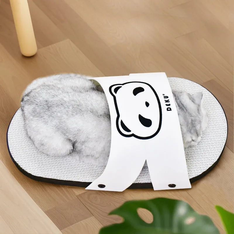 White slipper style corrugated paper cat scratch board for furniture protection