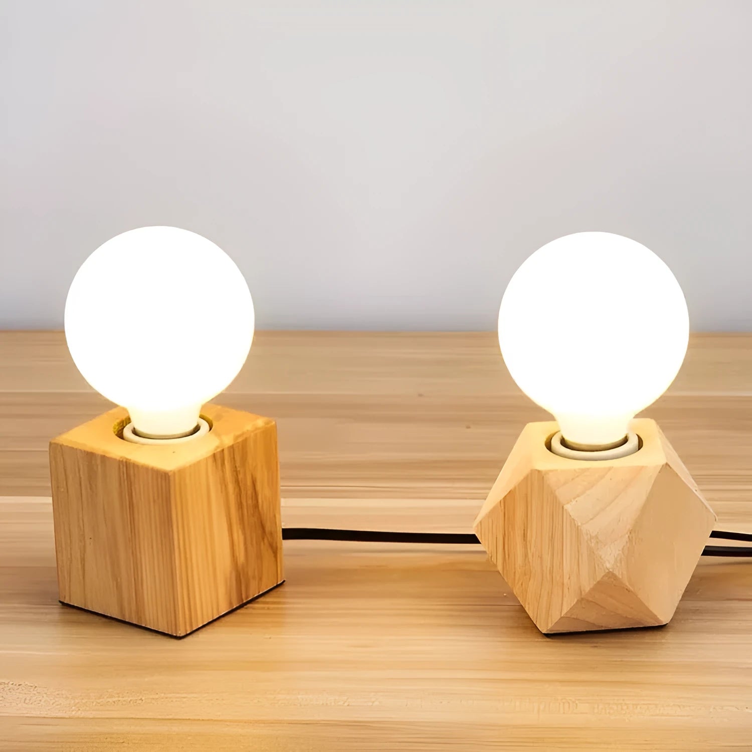 Wooden retro lamp holder in square and diamond designs with switch options measuring 75x80mm