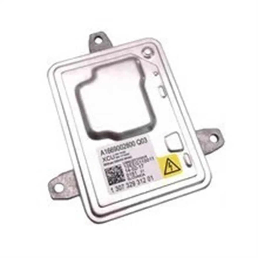 Metal headlight ballast unit measuring 14cm by 11cm by 4.5cm for automotive headlamp systems