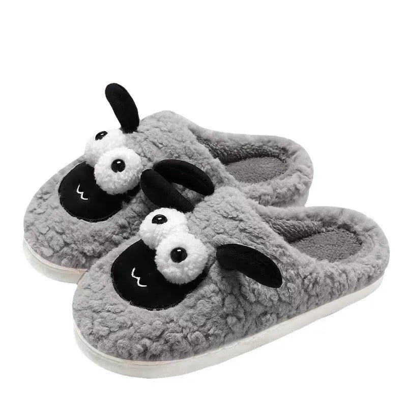 Brown suede slip-on slippers with PVC sole for indoor comfort