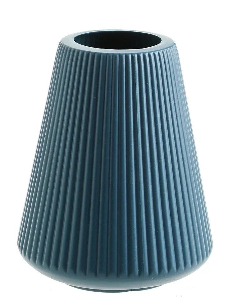 Colourful melamine plastic desktop flower vase in blue, green, pink, or white, 16cm diameter by 20cm height