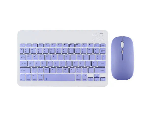 Bluetooth keyboard and rechargeable mouse set in elegant white, green, or pink for tablet and PC use