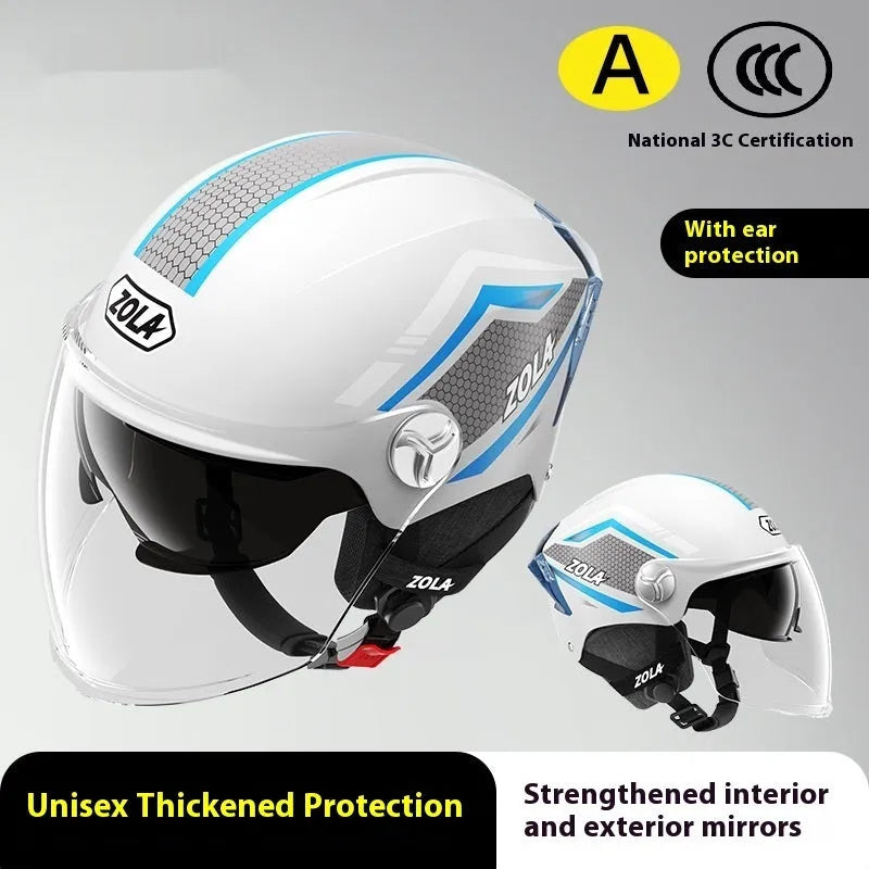 Children's 3C-certified motorcycle half helmet in various colour options with mirror finishes
