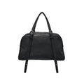 Women's genuine leather retro shoulder bag showing horizontal square design with double straps in black colour option.