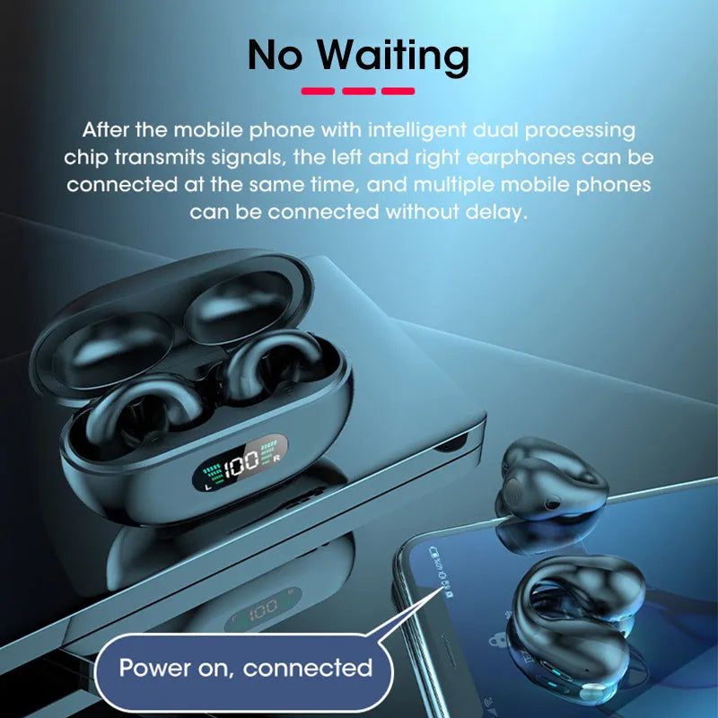 Bone conduction Bluetooth headset clip in ear clip design with noise reduction features