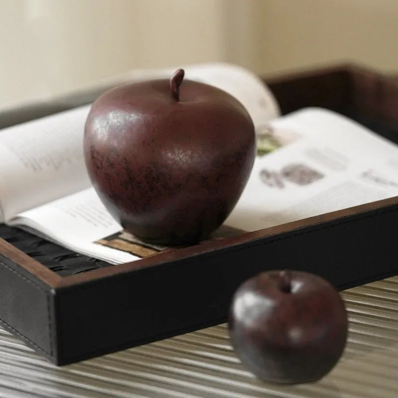 Retro Chinese ceramic apple desktop ornament in two size options