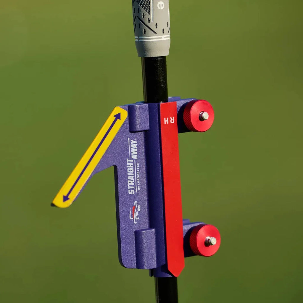 Golf swing plane simulator training aid in plastic construction with logo option visible