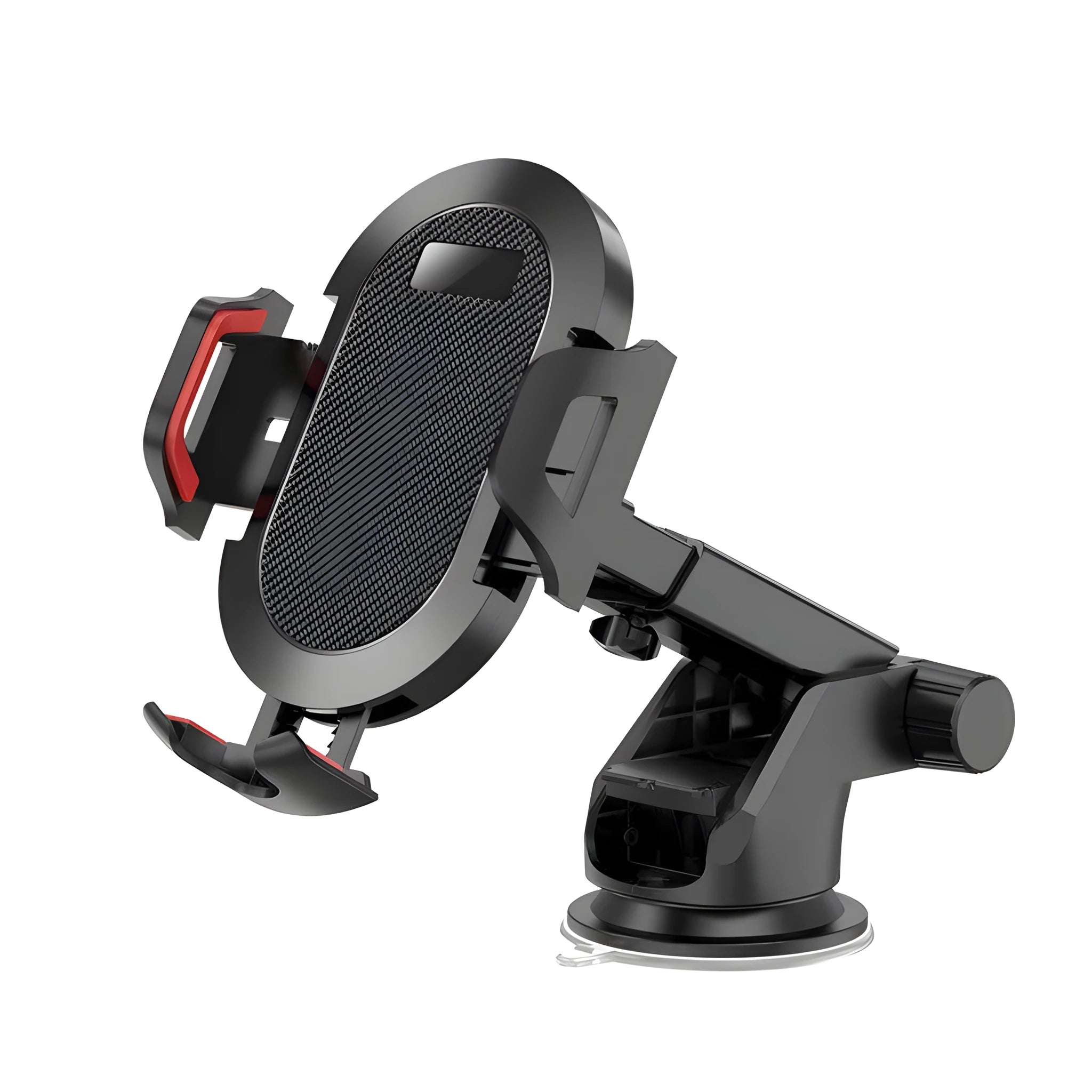Auto-lock car phone holder showing air vent mounting option holding smartphone