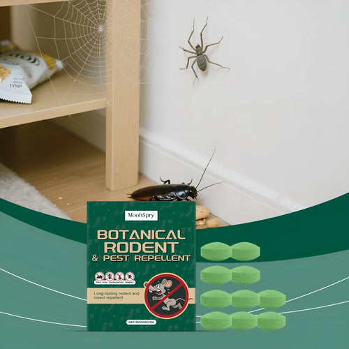 Ten 16g animal repellent pills and three mesh storage bags for rodent control.