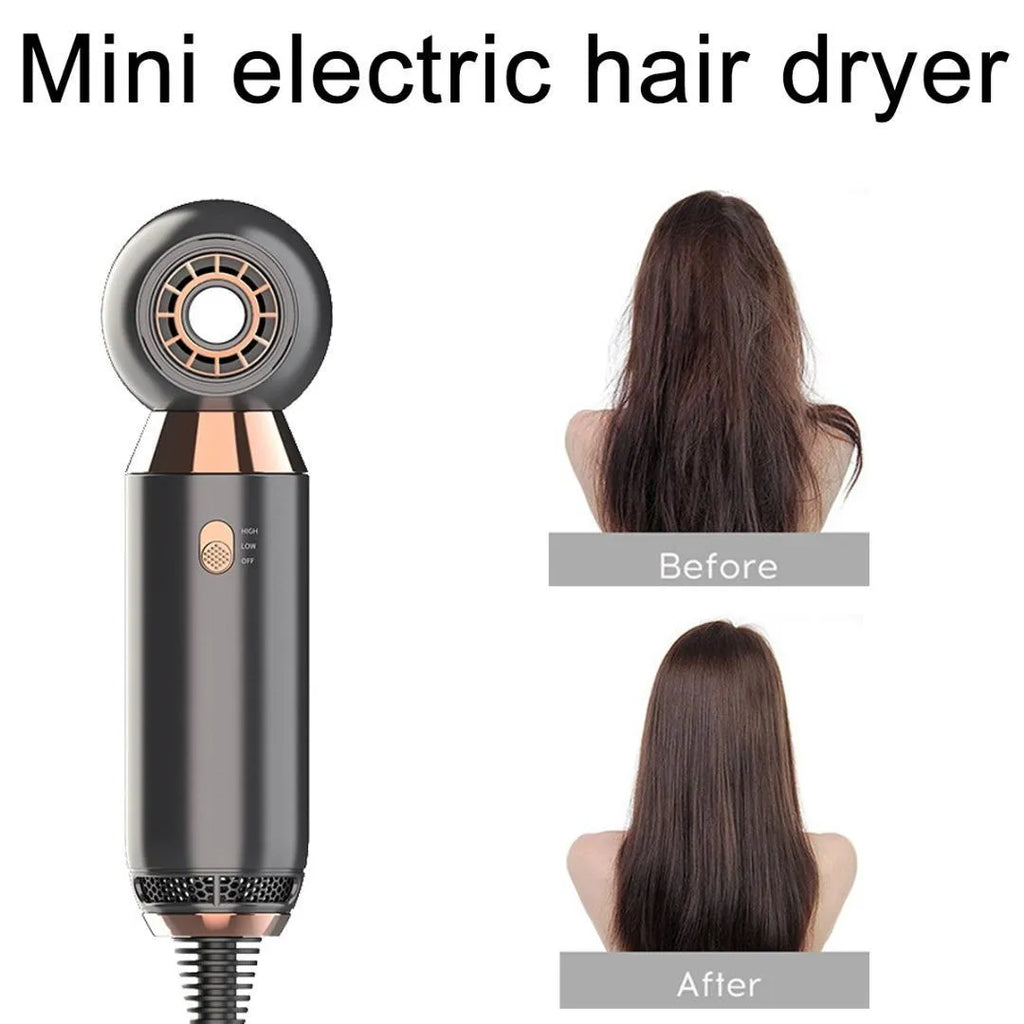 Compact 800W hair dryer with diffuser accessory showing 20cm length design