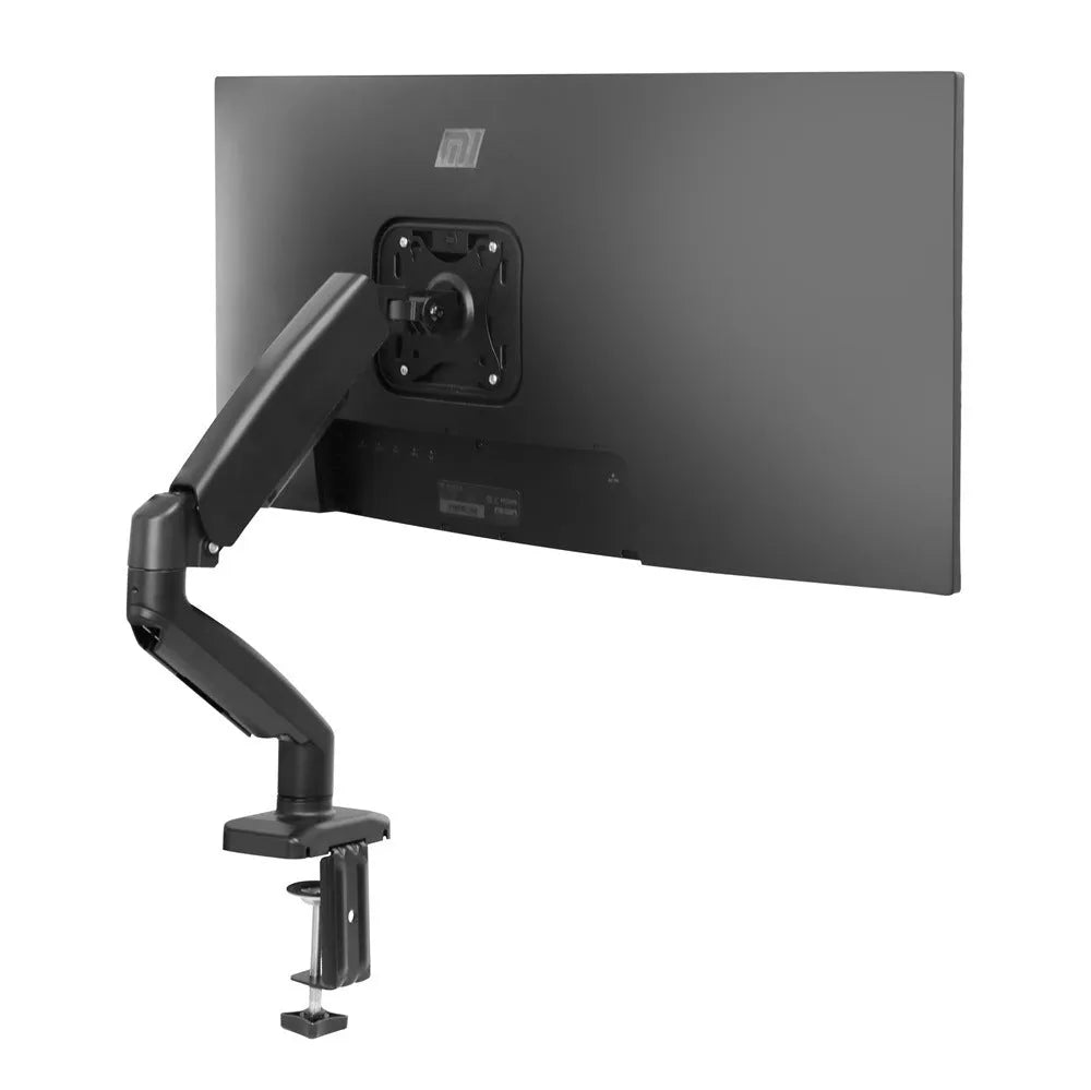 Black LCD screen rotating telescopic bracket elevated rack on desk with adjustable height and rotation mechanism