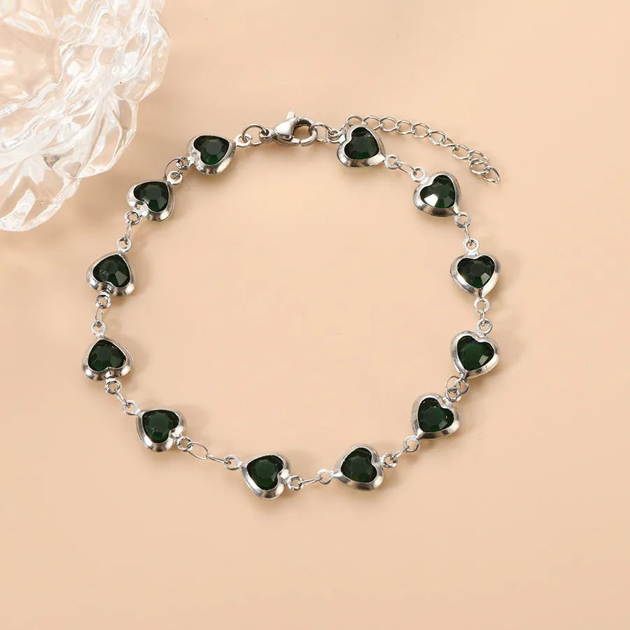 Stainless steel devil's eye geometric heart bracelet with colourful electroplated finish