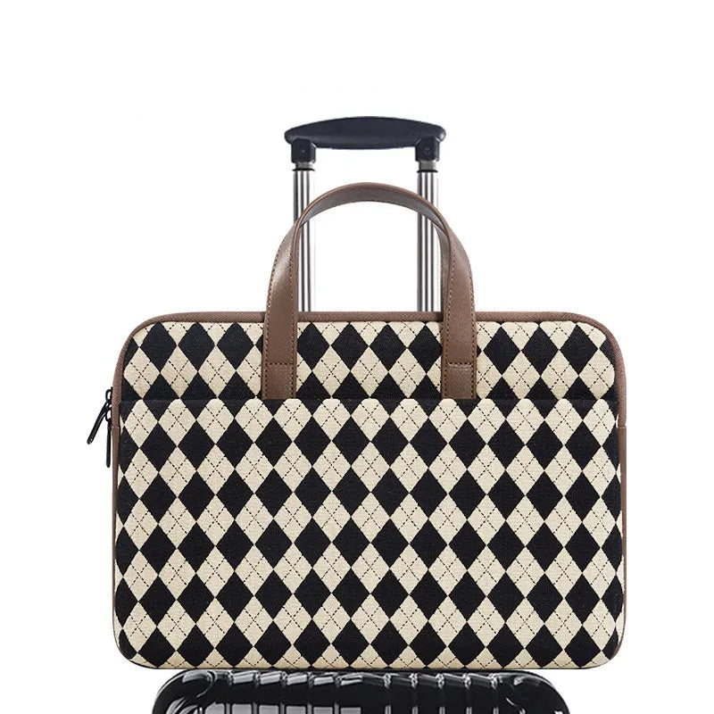 Diamond Lattice pattern protective laptop sleeve cover with zipper closure and card pocket