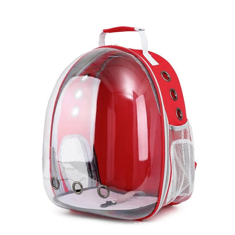 Grey PC plastic astronaut-style pet carrier bag with a side opening door