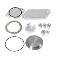 Silver aluminium alloy automotive valve cover and gasket set for EGR system.
