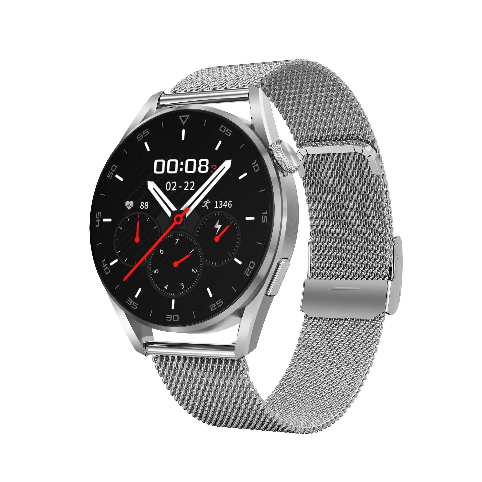 Bluetooth smart watch with call functionality and QR code scanning on wrist showing 1.3-inch display