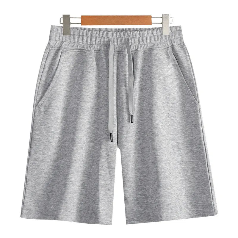 Cotton men's summer sports shorts in straight cut with micro-elastic fabric