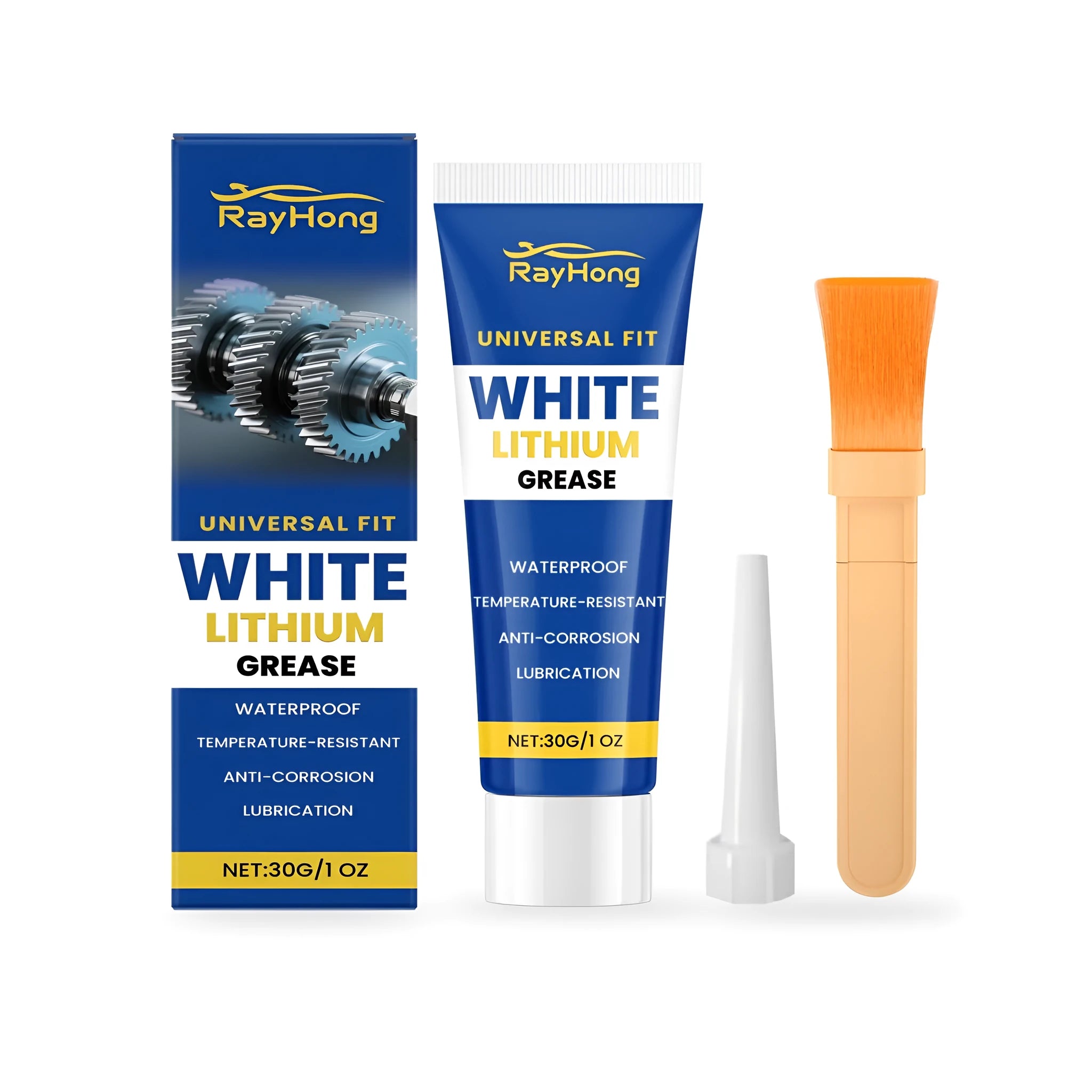 RAYHONG white lithium automobile grease 30g tube with brush and applicator tip
