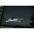 Reflective English text bumper sticker in black, measuring 16cm long by 3.8cm wide.