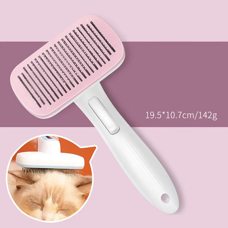Automatic pet grooming comb with hair removal needles in blue, grey, green or pink