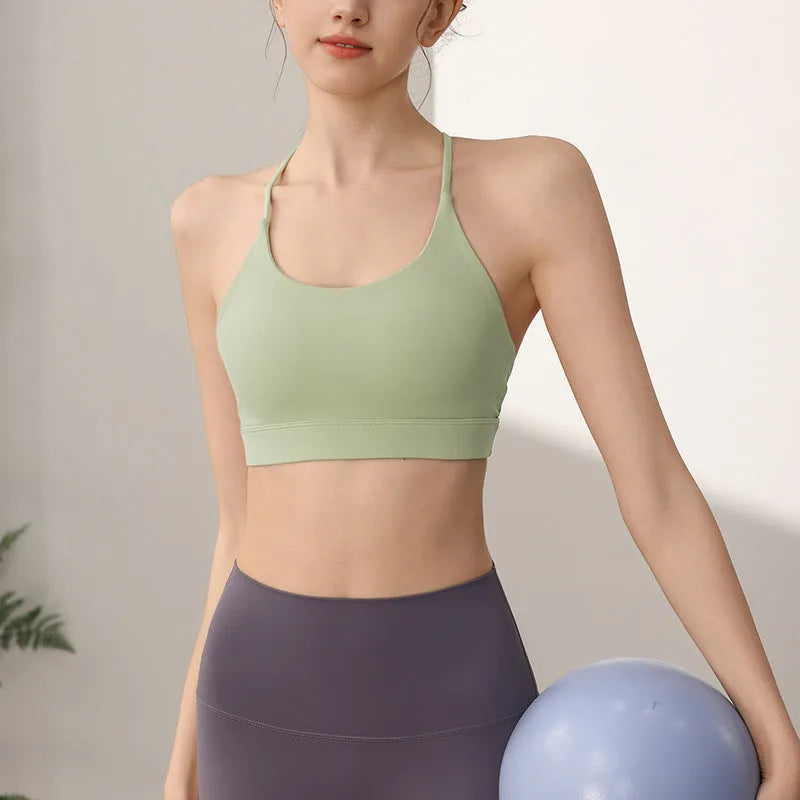 Women's nylon sports vest with fixed double-shoulder straps in multiple colour options