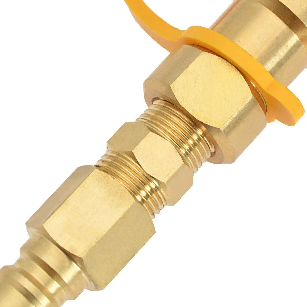 Brass gas charging connector with 3/8 inch American standard thread for propane tank connections