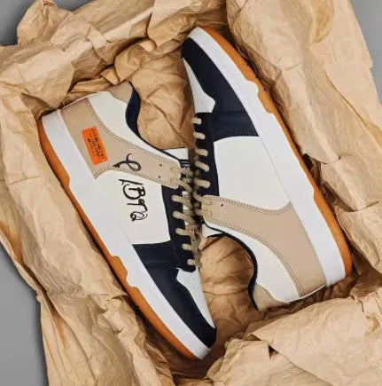 Casual lace-up sneakers in simple plain style with wear-resistant construction