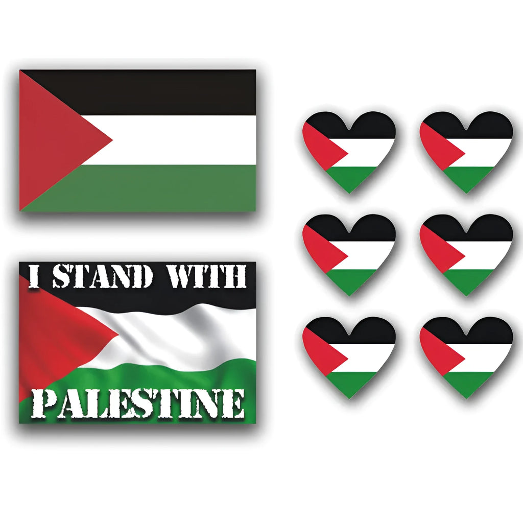 Palestinian flag car decal sticker showing three design options on vehicle window