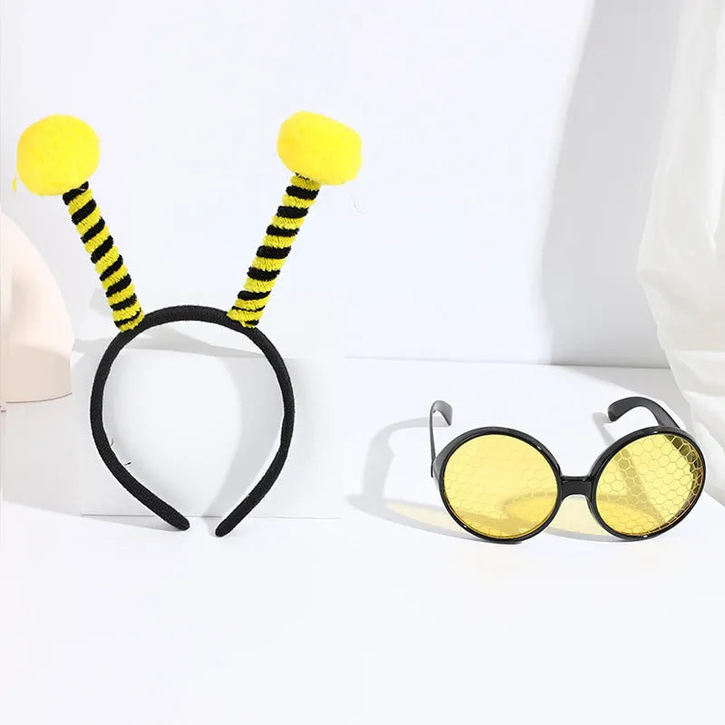 Yellow bee costume headband and glasses set for children's dress up and parties