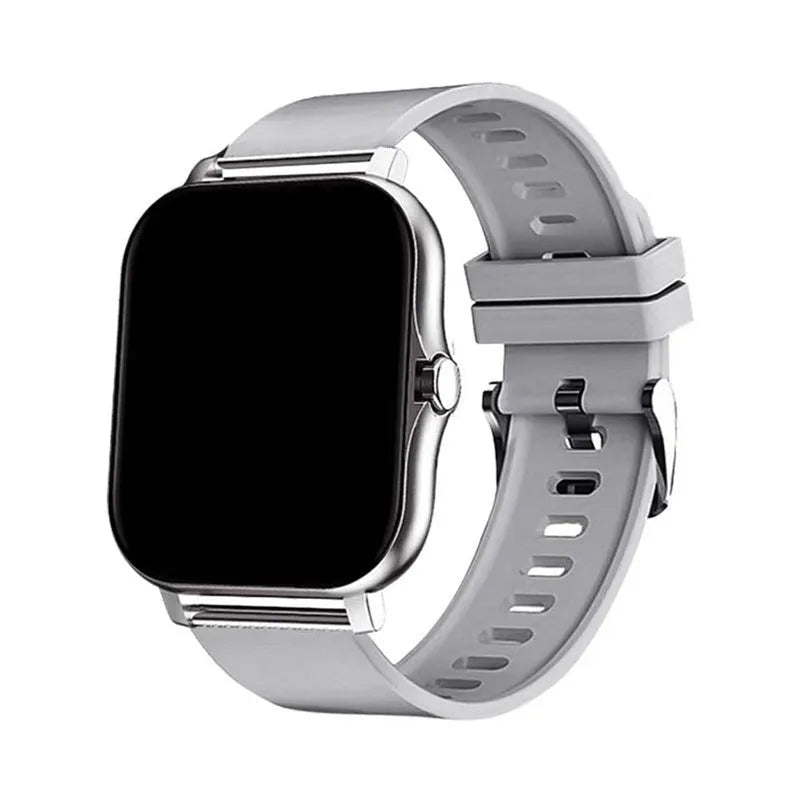Smart watch with touch screen displaying health metrics, silicone wrist strap in chosen colour