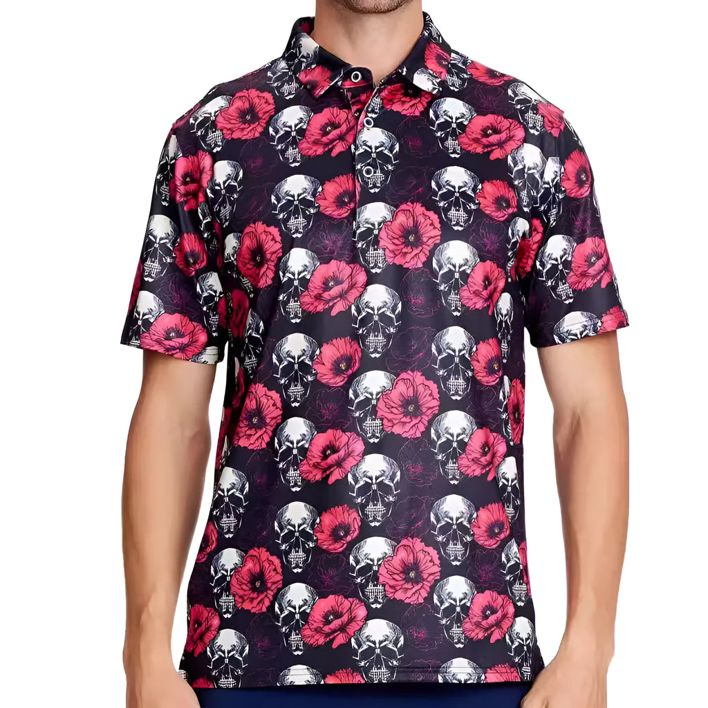 European fit men's short sleeve mesh t-shirt with 3D printed Japanese retro pattern and zipper decoration