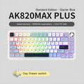 Three-mode mechanical keyboard with hot-swappable switches in black, grey and yellow colour combination