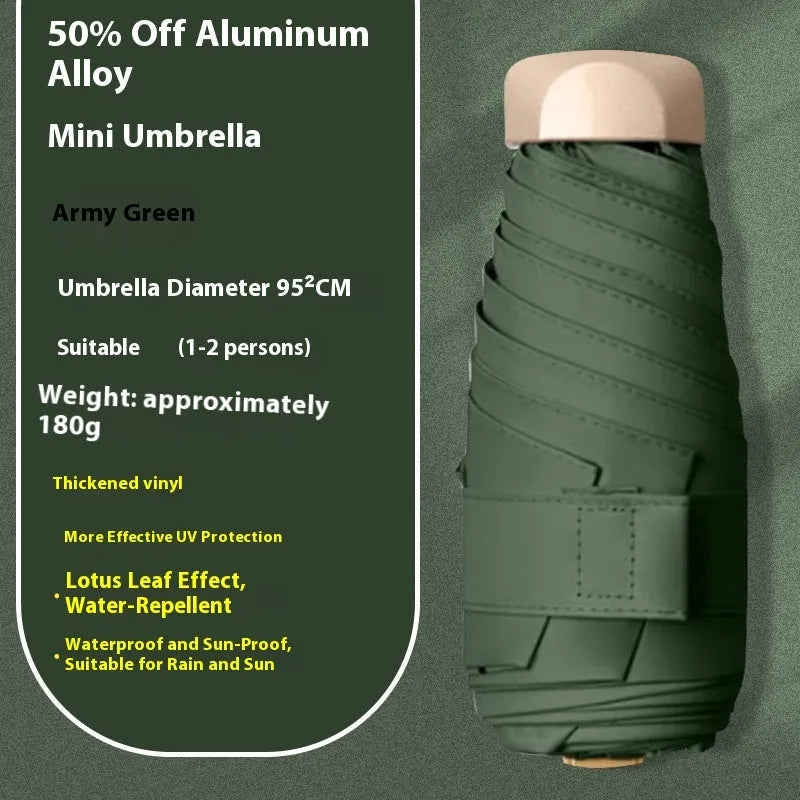 Compact 5-fold gradient vinyl sun umbrella with alloy frame in multiple colour options