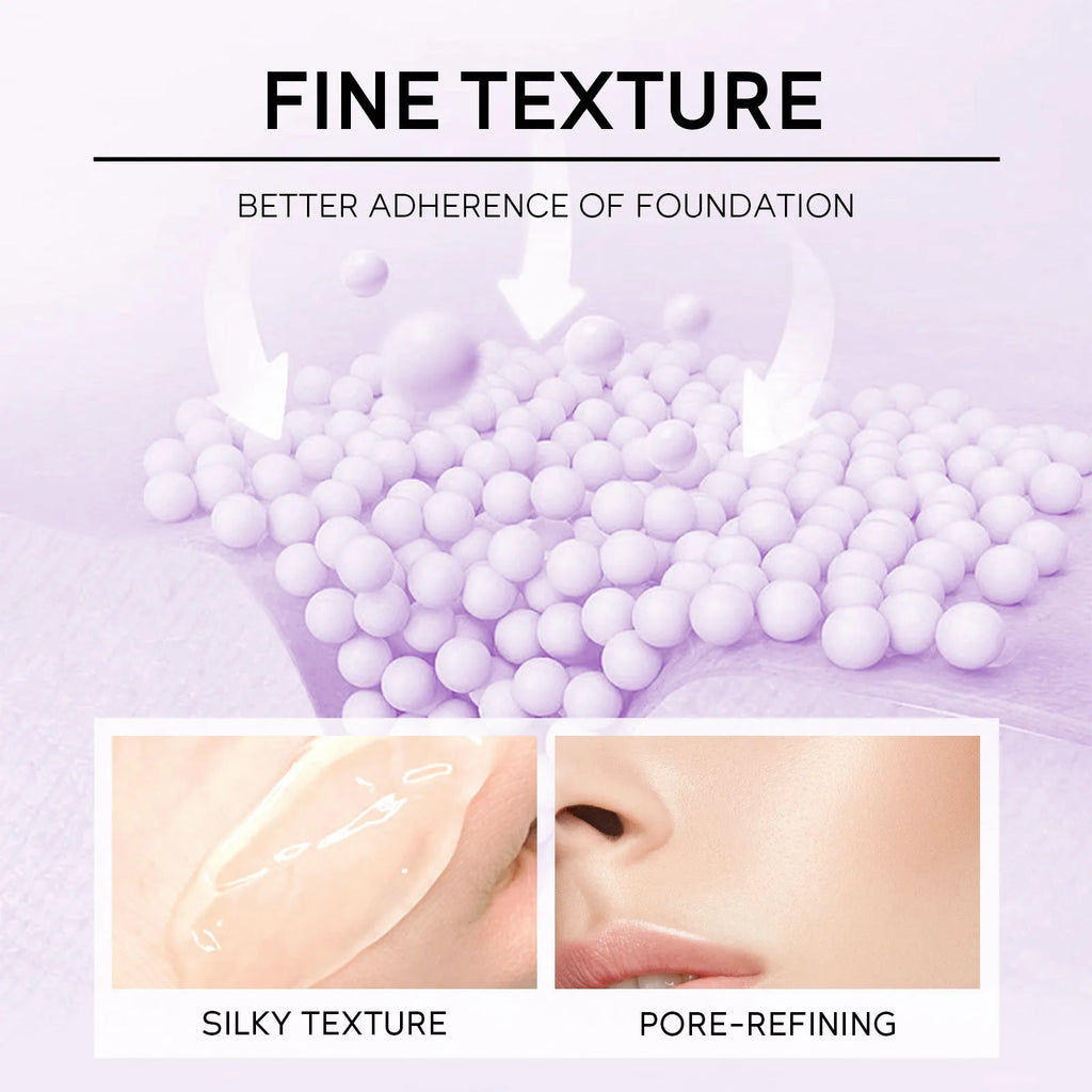 30g moisturising colour-correcting makeup primer in purple, pink, and green shades in colour box packaging